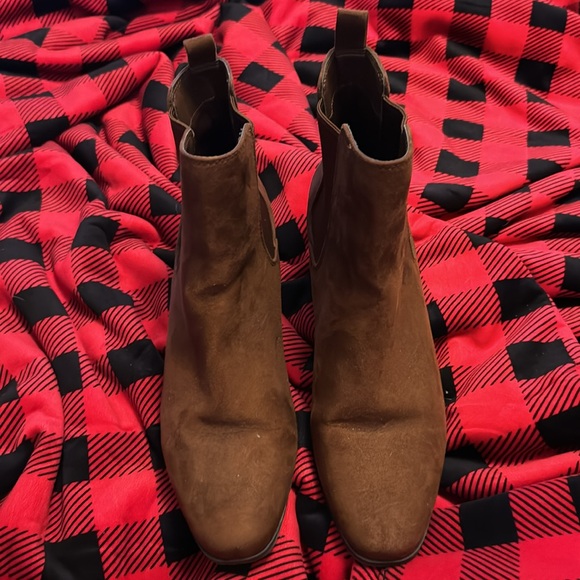 Lightly worn womens brown low heeled booties - Picture 2 of 4